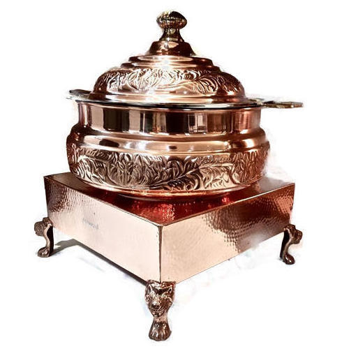 Hotel Catering Service Hammered Luxury Chafing Dish Pure Copper Metal Design Wedding Party Food Warmer Dish