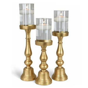 Votive Holder For Home Hotel Restaurant Decorative Tabletop Candle Stand Set of 3 Metal Stand Golden Finishing Top Quality