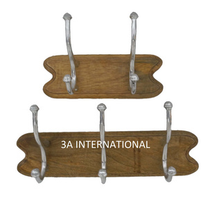 Metal Hook With Wooden Base Wall Mounted Key Hooks Holder Home Accessories Hanger for Hanging Cloths Wall Hook