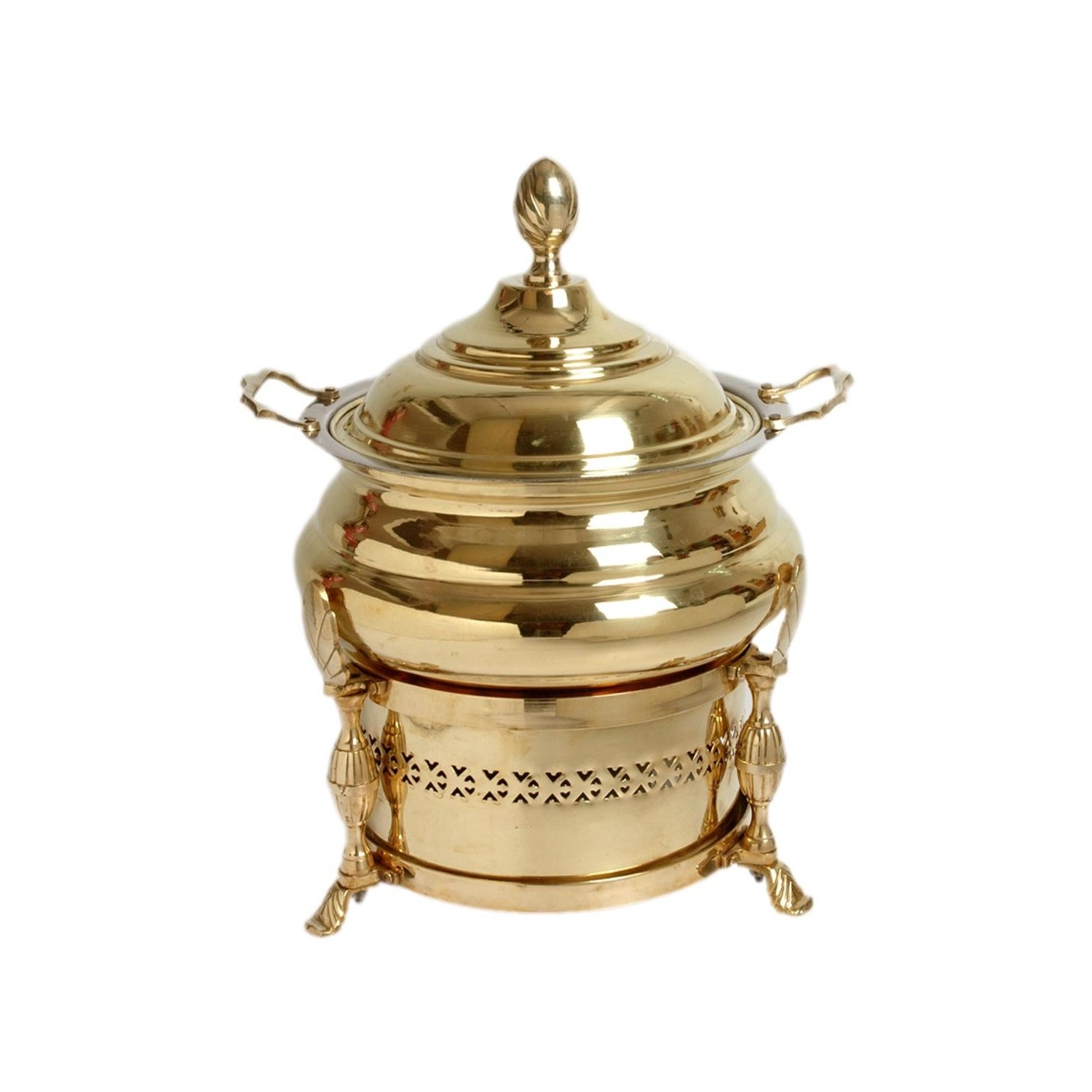 Wedding Party Tabletop Decorative Catering Food Serving Chafing Dish Pure Brass Metal Food Warmer Chafing Dish