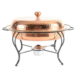 Hotel Catering Service Hammered Luxury Chafing Dish Pure Copper Metal Design Wedding Party Food Warmer Dish