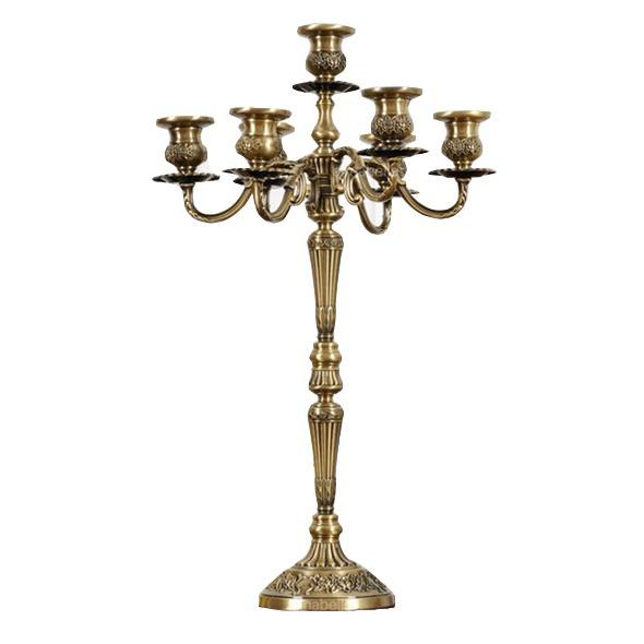 Embossed Design Candle Stand For Home Table Decoration Centerpiece 7 Arm Candle Holder Glossy Finishing Candelabra