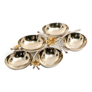 Luxury Designer Fruit Serving Gold Plated Fruit Bowl With Hammered Decorative Fruit Storage Brass Bowl Set Of 5 At Lowest Price