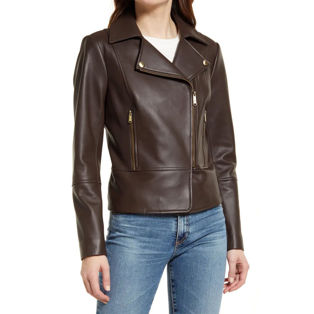 2024 new arrivals Outdoor leather women's Jackets winter high quality down water proof OEM service Women leather jackets