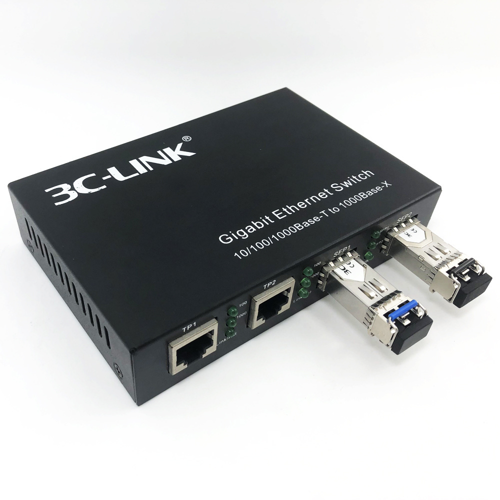 2 port gigabit network switches 2 SFP fiber optic switch fast OEM/ODM media converter