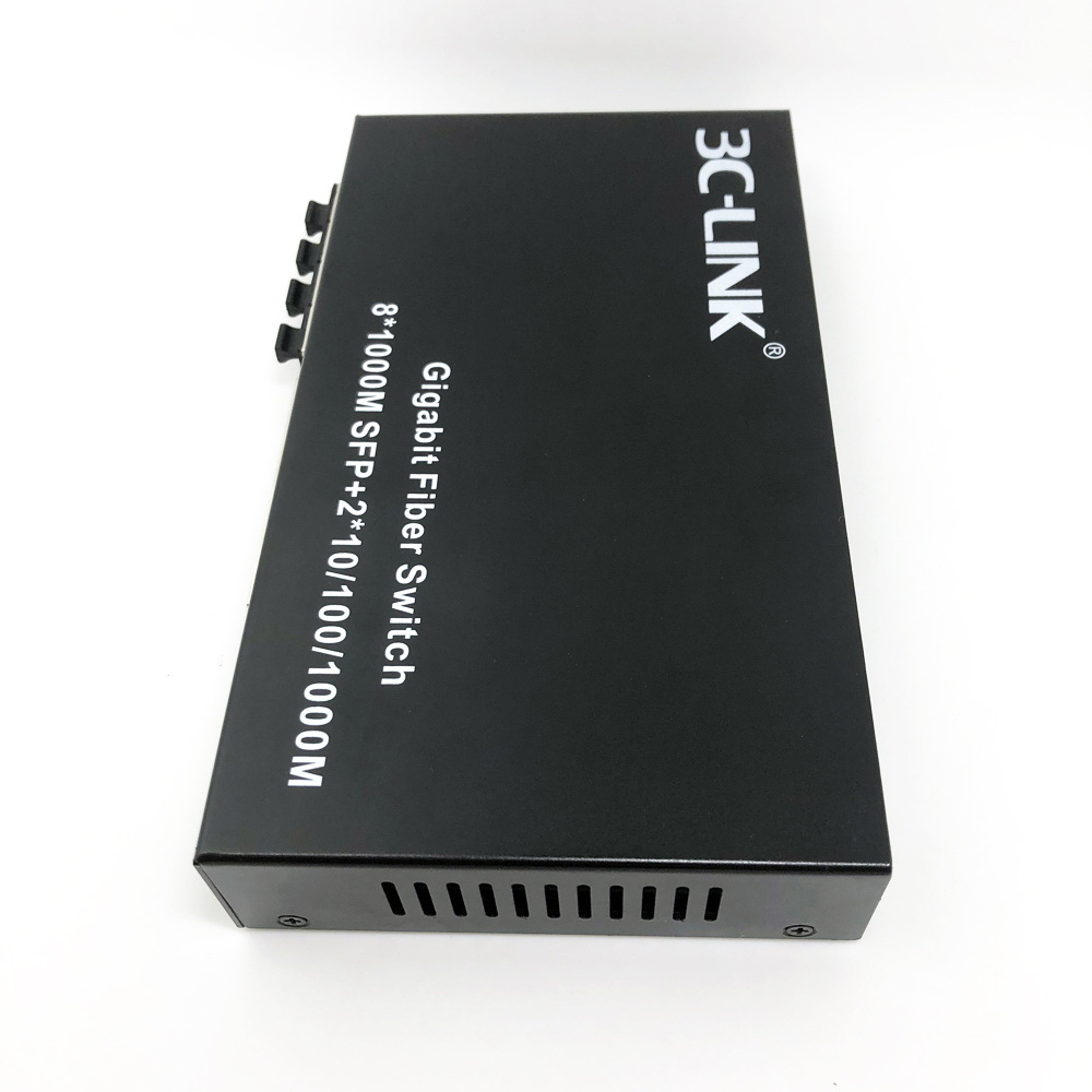 Gigabit Network Ethernet Switch 8 port sfp slots+ 100m/1000m Fiber Optic Media Converter +2 RJ45 netlink