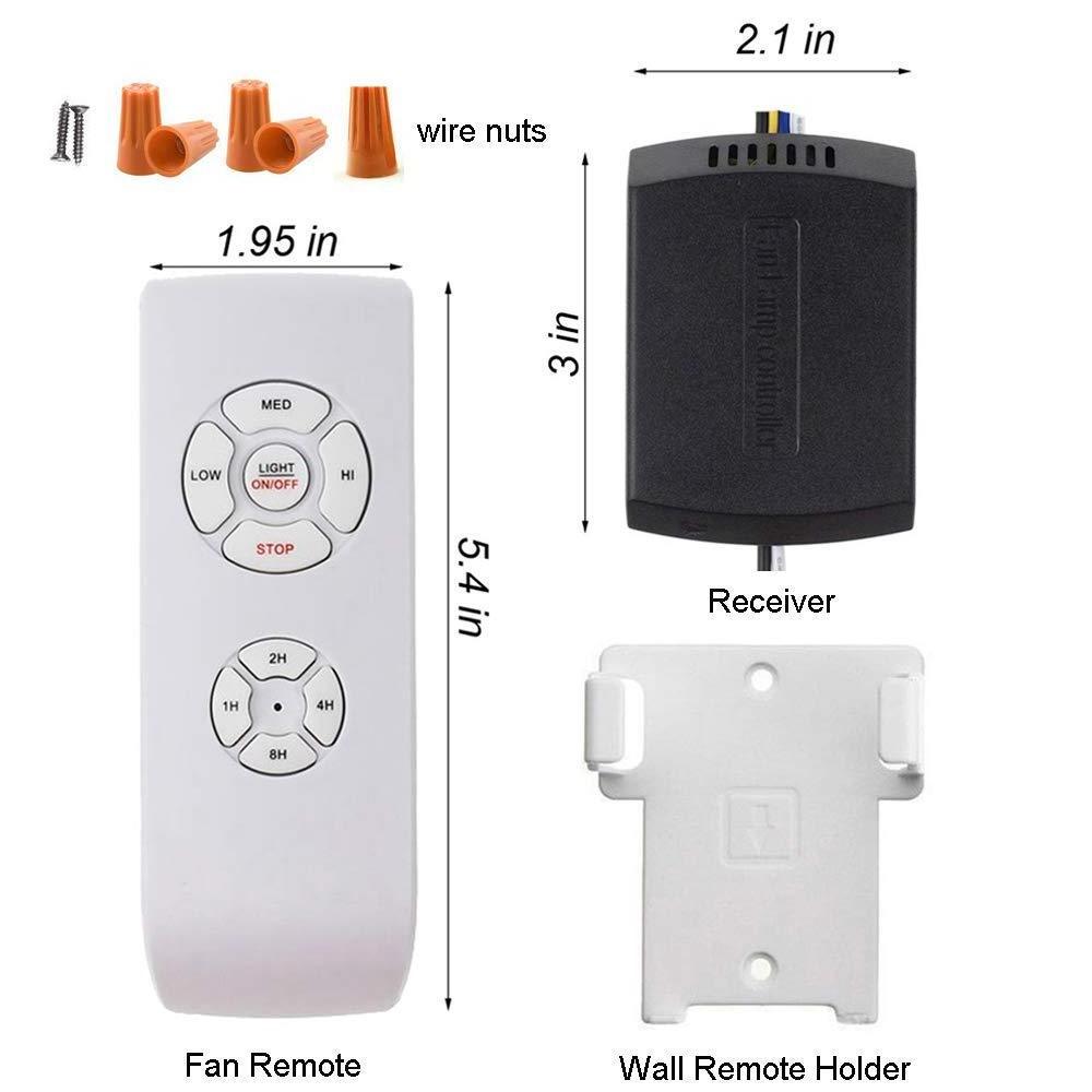 Universal Small Size Ceiling Fan Remote Control Kits Light and Timing Wireless Control for Hunter/Harbor Bree Other Ceiling Fan