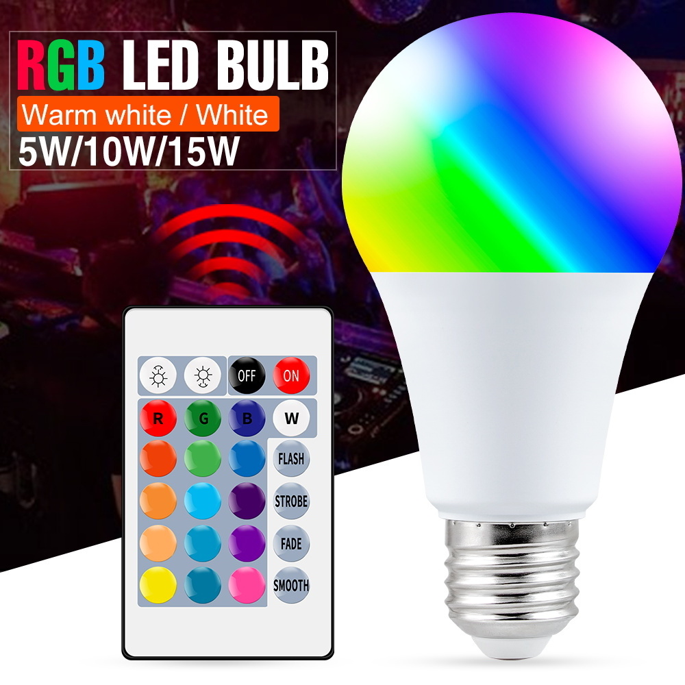 E27 Smart Control Lamp Led RGB Light Dimmable 5W RGB Led Lamp Colorful Changing Bulb Led Lamp RGB White Home Decorative lighting