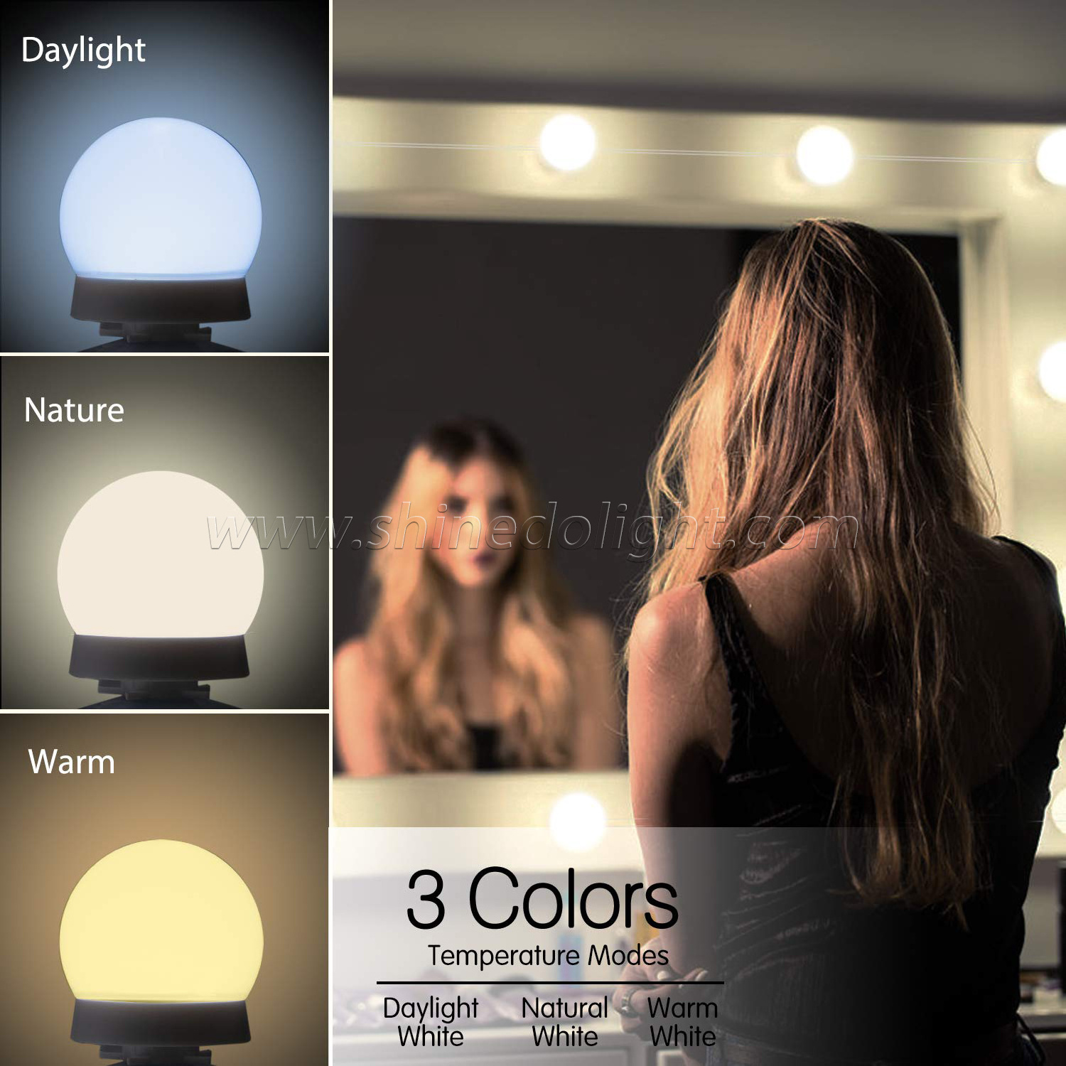 Led Mirror Lights Upgraded Hollywood Style Table LED Makeup Vanity Headlight Mirror Lights with 10 Dimmable Bulbs 3 Color Modes