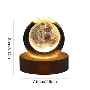 Galaxy Crystal Ball Table Lamp USB LED   3D Planet Moon Lamp Bedroom Home Night LightDecor for Kids Party Children Birthday Gift