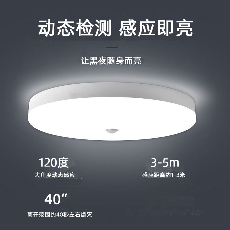 Round Human Body Induction Bathroom Stair Balcony Ceiling Led Ceiling Lamp Induction Three-proof Lamp Frame Lamp Fixture Ceiling