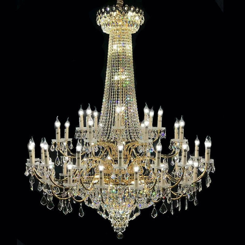 Chandelier Crystal Ceiling Light Fixture,Golden Finish Classic French Empire Style Crystal Chandelier Flame Light Bulbs