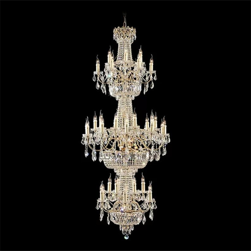 Chandelier Crystal Ceiling Light Fixture,Golden Finish Classic French Empire Style Crystal Chandelier Flame Light Bulbs