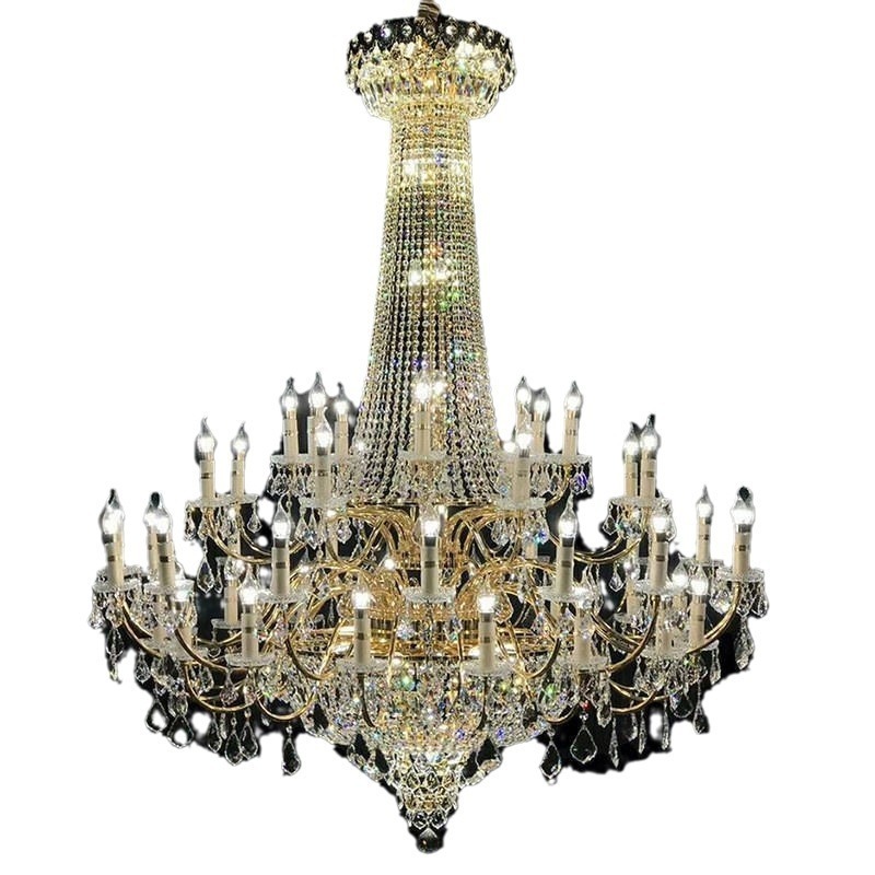 Chandelier Crystal Ceiling Light Fixture,Golden Finish Classic French Empire Style Crystal Chandelier Flame Light Bulbs