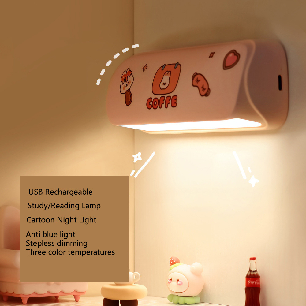 Rechargeable Reading Lamp Eye Protection Cute Night Light Student Dormitory Usb Writing Light Wall Bedside Study Light Magnetic