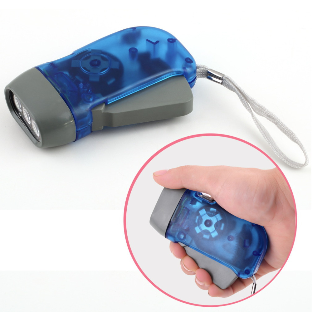 Emergency Creative Mini Self-charging Hand Pressing LED Hand Crank Flashlight Outdoor Camping Light Manual Generator Torch Light