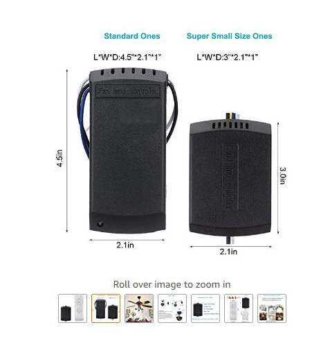 Universal Small Size Ceiling Fan Remote Control Kits Light and Timing Wireless Control for Hunter/Harbor Bree Other Ceiling Fan