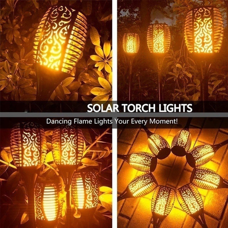 96LEDs Solar power Flame Torch Lights Flickering Light Waterproof Garden Decorative lighting Outdoor Lawn Path Yard Patio Lamps