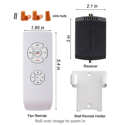 Universal Small Size Ceiling Fan Remote Control Kits Light and Timing Wireless Control for Hunter/Harbor Bree Other Ceiling Fan