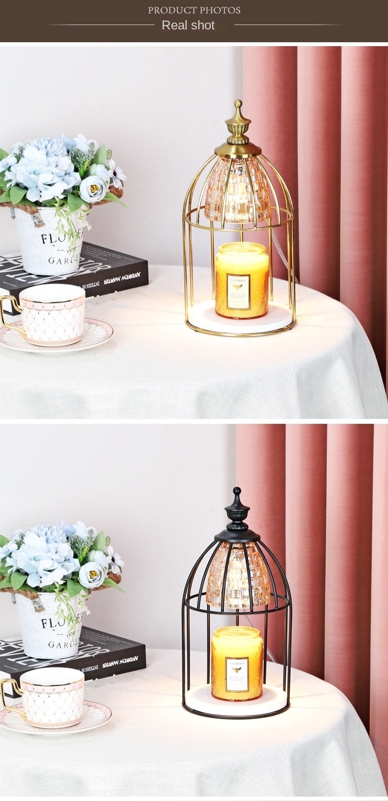 Candle Warmer Lamp with 2 Bulbs No Flame Fragrance Brightness Candle Lamp Compatible with Large Jar Candles