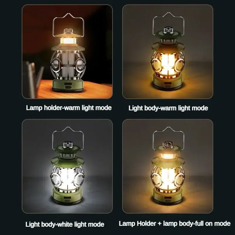 Portable Camping Lantern Rechargeable Tent Lamp with Compass  Ambiance Lighting Outdoor Waterproof Dimmable Hanging Light