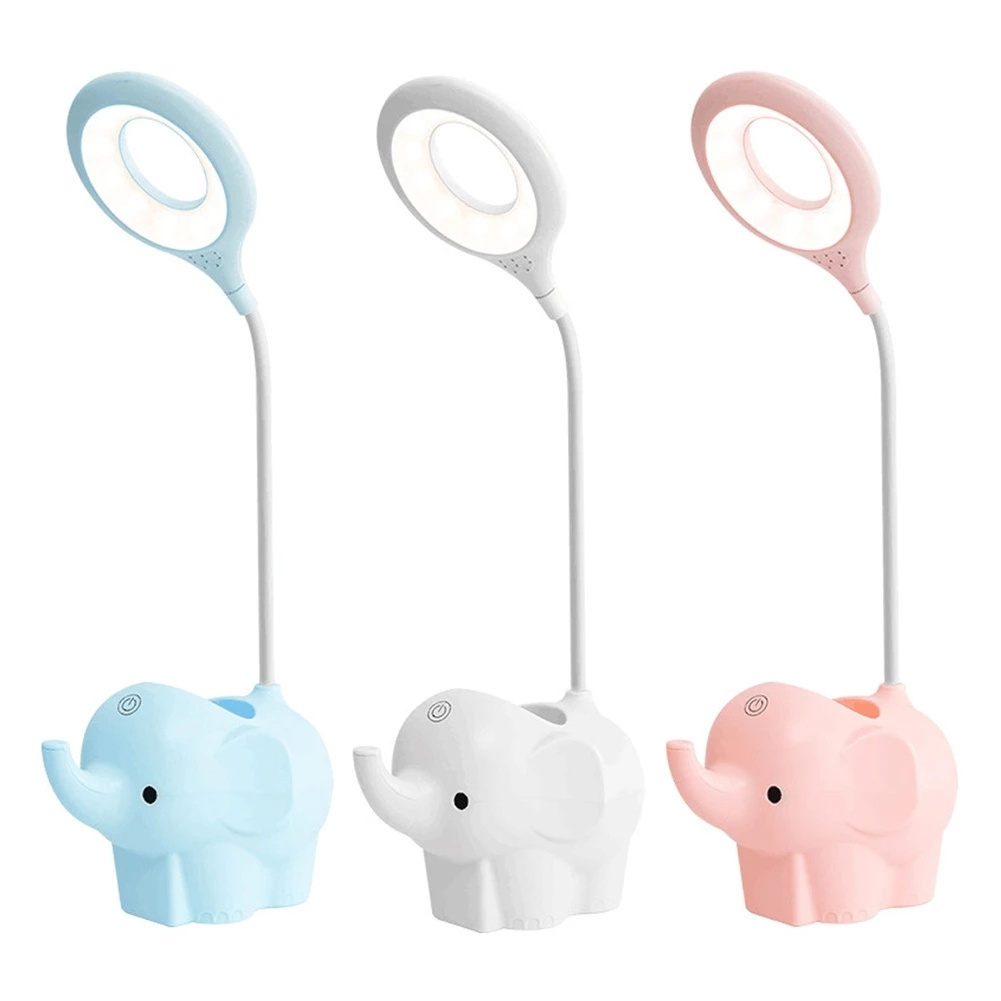 Cute Elephant LED Desk Lamp USB Rechargeable Study Reading Light Touch Control Dimming Table Night Lamp For Kids Bedside Office