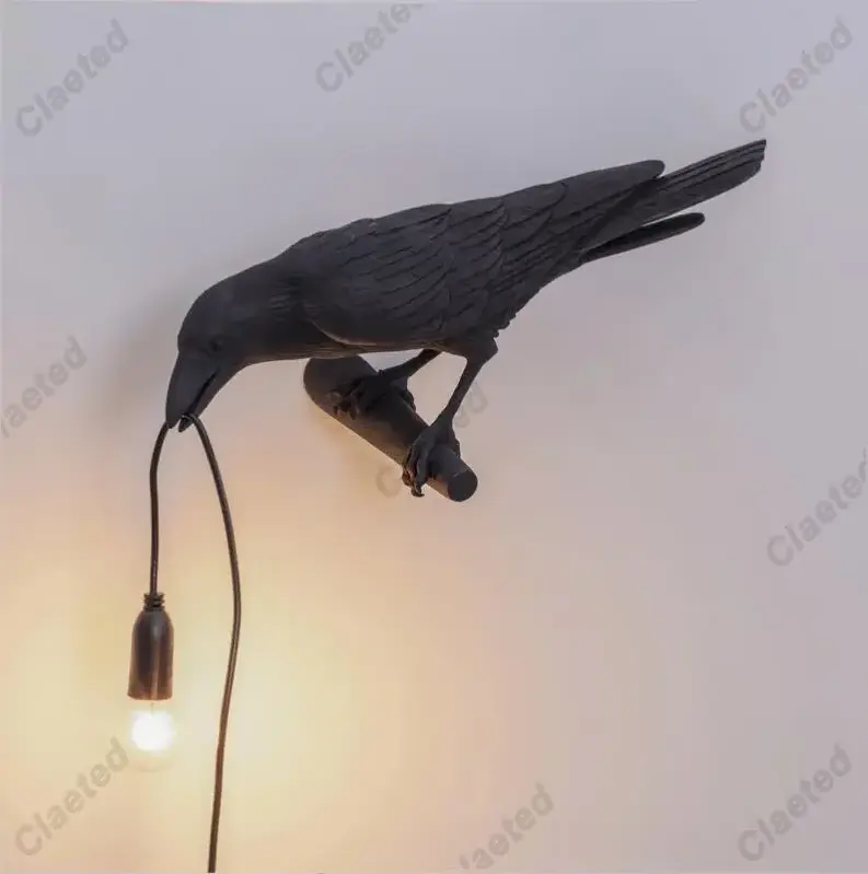 Resin Lucky Bird Crow Wall Lamp Table Lamp Night Light Bedroom Bedside Living Room Wall Lamp Home Decoration