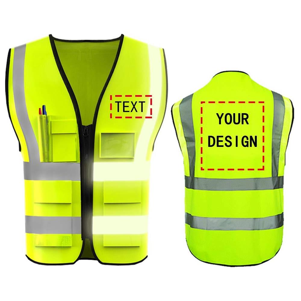 High Visibility Safety Vest Custom Your Logo Protective Workwear 5 Pockets With Reflective Strips Outdoor Work Vest