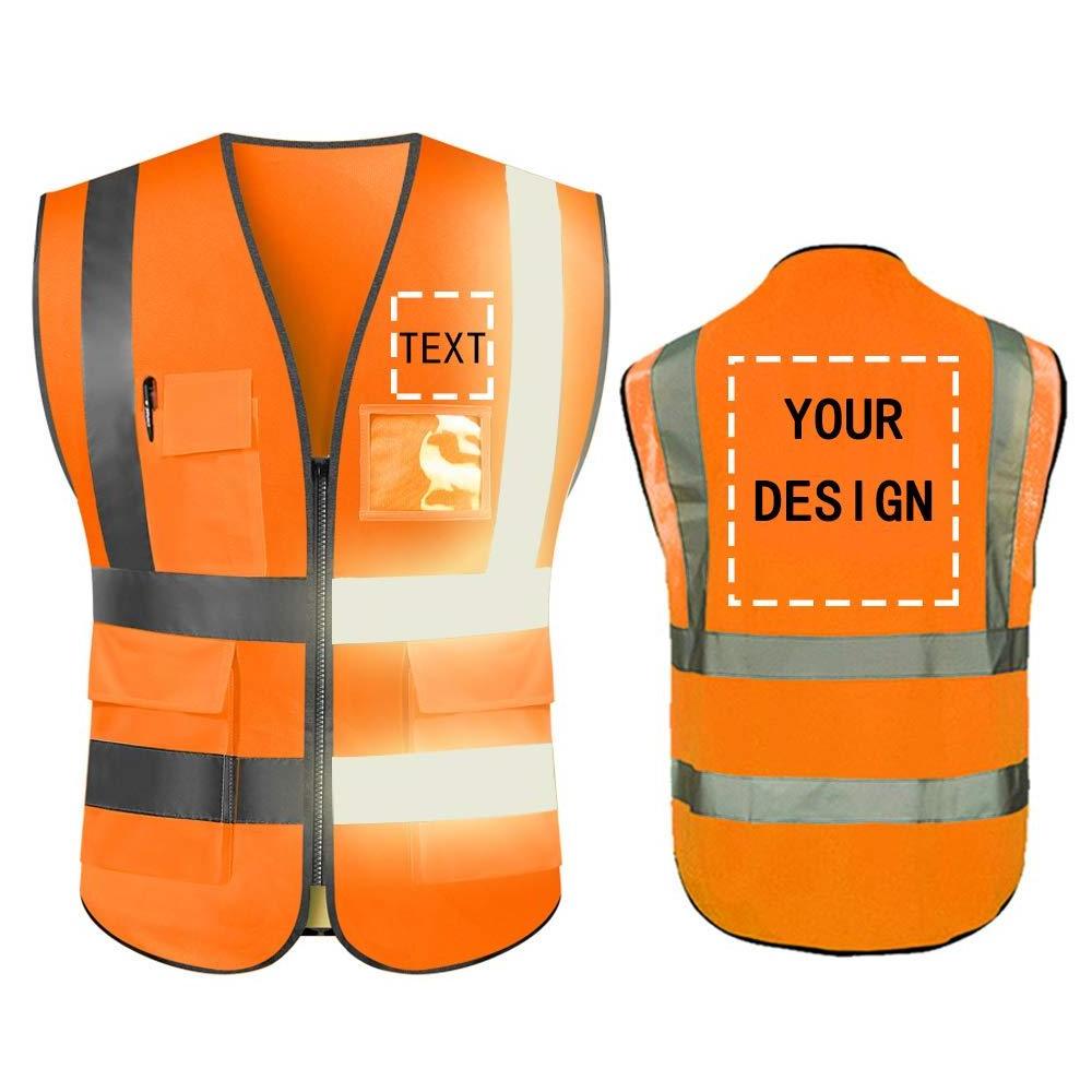 High Visibility Safety Vest Custom Your Logo Protective Workwear 5 Pockets With Reflective Strips Outdoor Work Vest