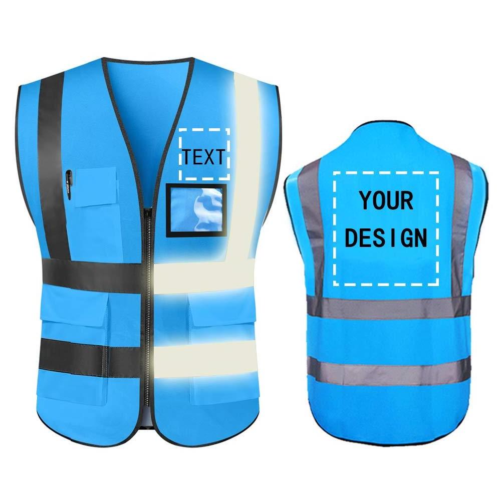 High Visibility Safety Vest Custom Your Logo Protective Workwear 5 Pockets With Reflective Strips Outdoor Work Vest