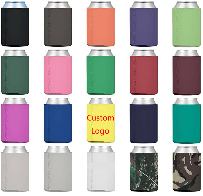 Sublimation Blanks Can Coolers Foam Collapsible Neoprene Insulated Can Sleeves For Cola Beer Bottles Bulk Customizable Logo DIY