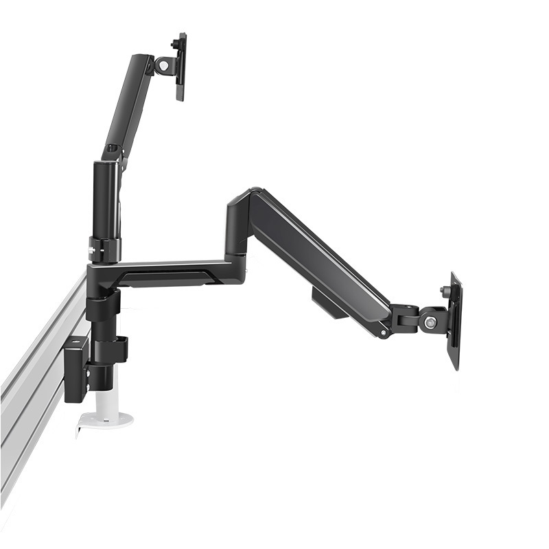 Hillport Gas Spring Mount Dual Monitor Computer Stand/Holder can Adjustable Monitor Swing Arm bracket black