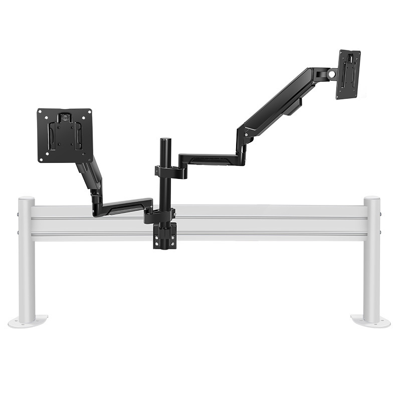 Hillport Gas Spring Mount Dual Monitor Computer Stand/Holder can Adjustable Monitor Swing Arm bracket black