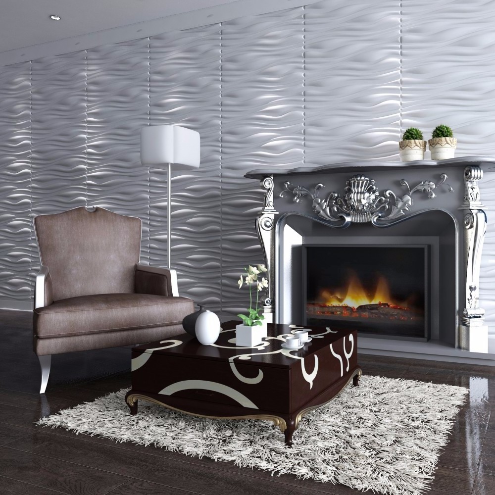 luxury pvc bedroom white color fiber wall panels for interior