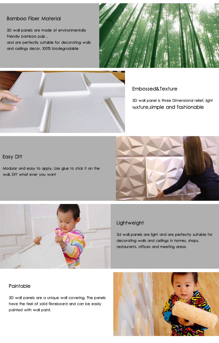 plant fiber material eco friendly paintable modern 3d textured wallpaper self adhesive wall panel Wallpapers/Wall Coating