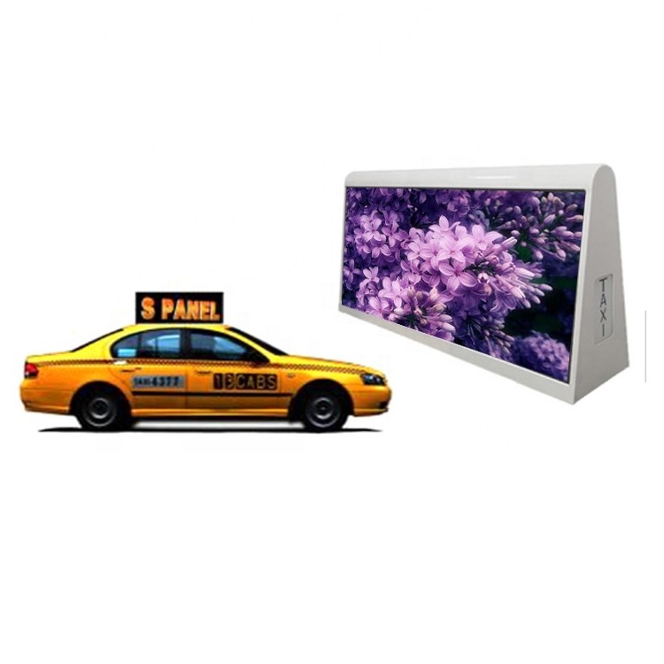 wireless control double sides hd  p3.33 p4 p5 led video display on car /taxi roof