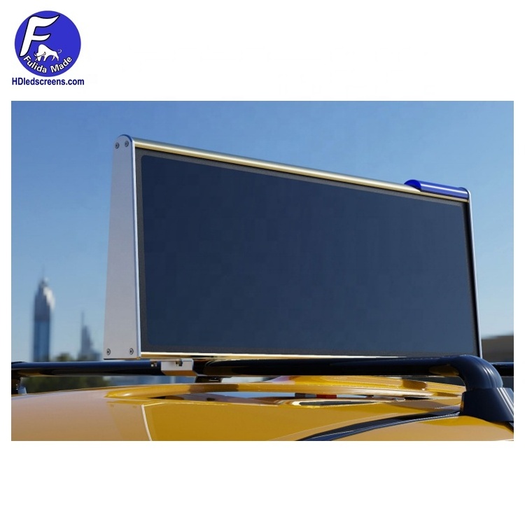 wireless control double sides hd  p3.33 p4 p5 led video display on car /taxi roof