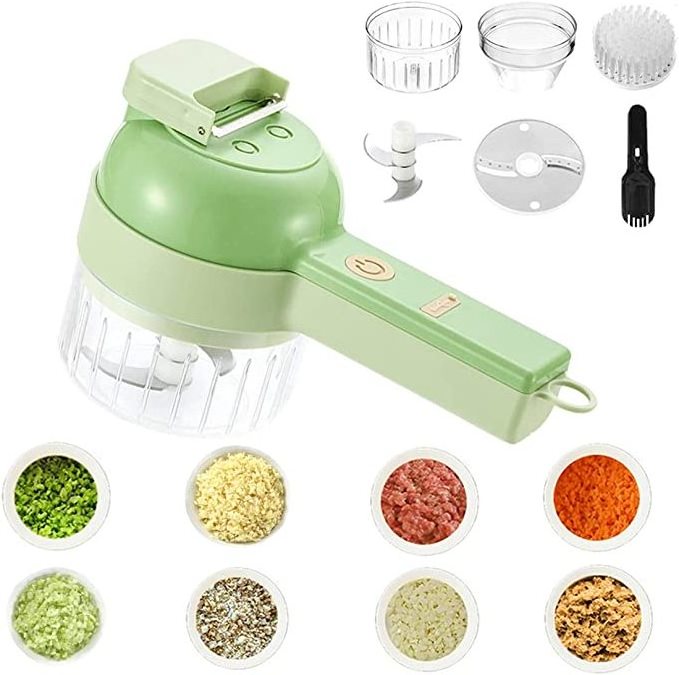 4 in 1 Mini Electric Vegetable Cutter Portable Vegetable Chopper Wireless Food Processor Vegetable Slicer