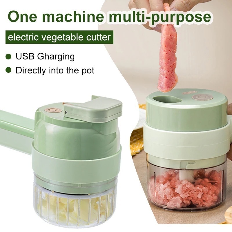 4 in 1 Mini Electric Vegetable Cutter Portable Vegetable Chopper Wireless Food Processor Vegetable Slicer