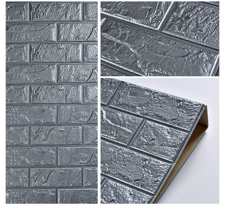 New design brick pattern grey foam wallpaper vinyl 3d in wall tiles