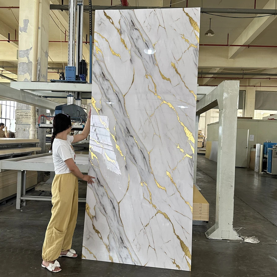 SONSILL PET marble continuous texture co-extruded bamboo charcoal wood veneer wpc wall panel for background walls