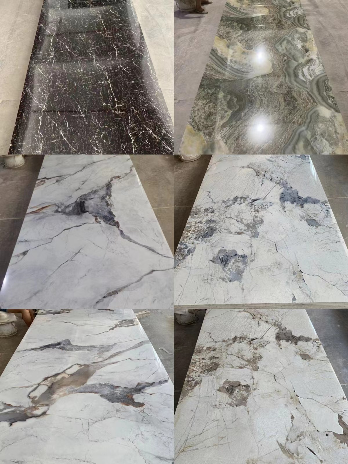 PVC glossy dark marble sheet for interior wall decoration