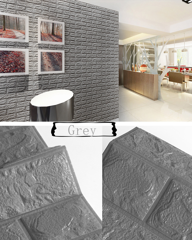 New design brick pattern grey foam wallpaper vinyl 3d in wall tiles