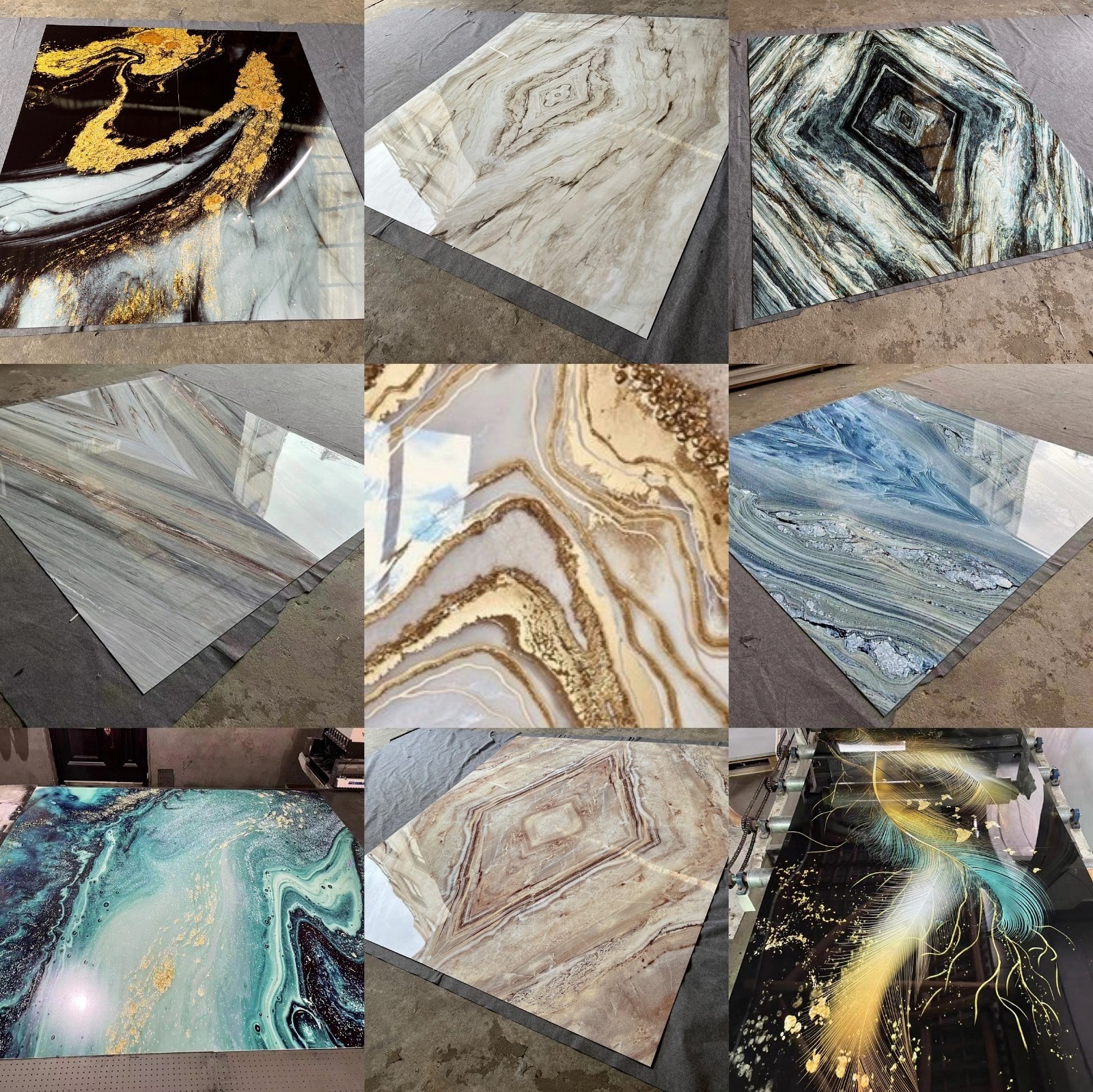 PVC glossy dark marble sheet for interior wall decoration