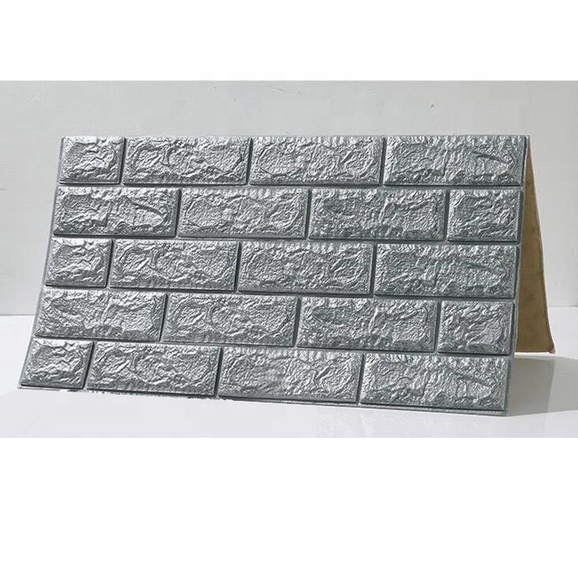 New design brick pattern grey foam wallpaper vinyl 3d in wall tiles