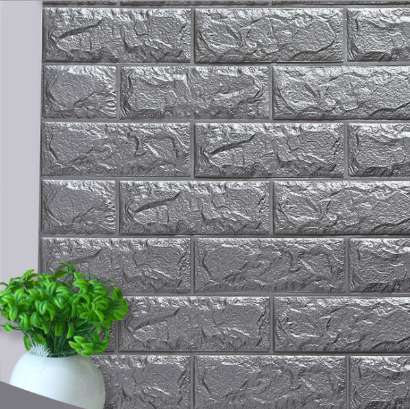 New design brick pattern grey foam wallpaper vinyl 3d in wall tiles