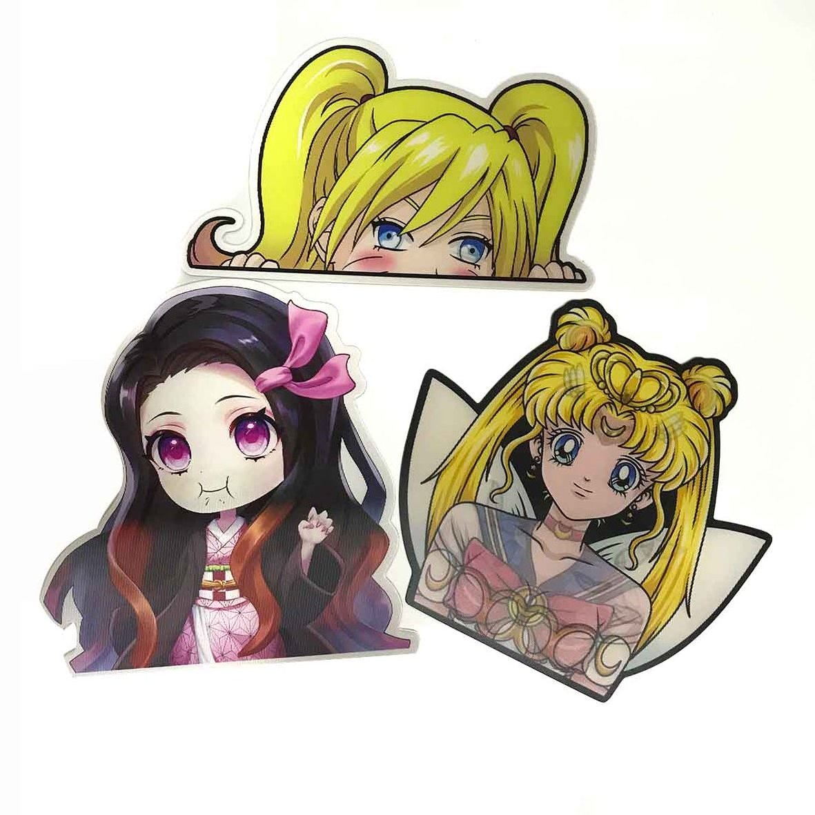 Anime  Cute girl sticker custom waterproof anime printing 3d Lenticular for Car