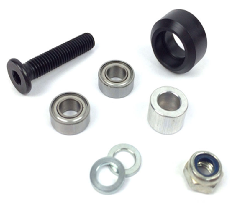 delrin solid POM small wheel kit (Small wheel+2pcs MR105 bearing+shim+spacer+bolt+nut) for 3d printer