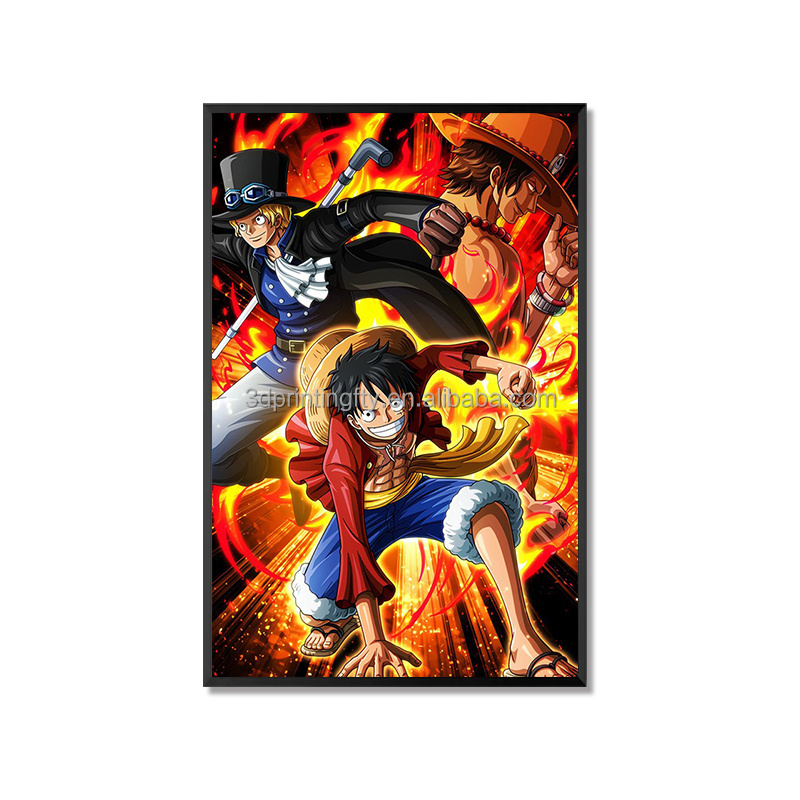 LENS Factory Customized 3D Anime Flip Effect Lenticular Printing Picture Art Cartoon Wall Painting One Piece Anime Poster