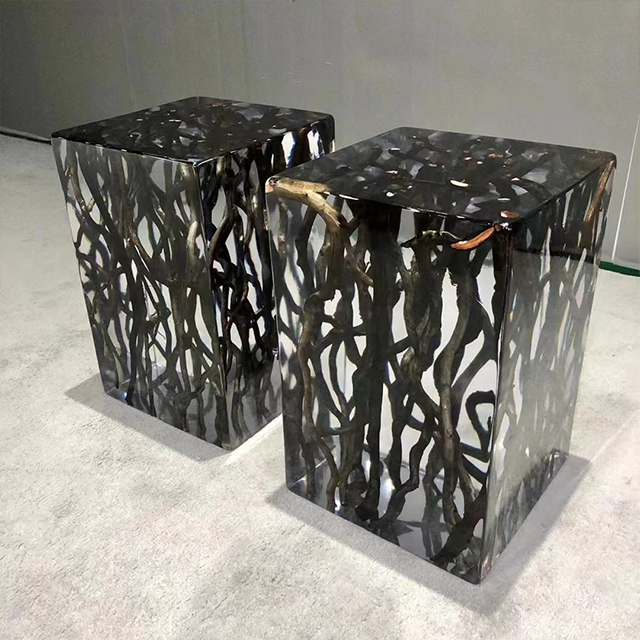 Custom Luxury solid wood composite epoxy resin stool chair